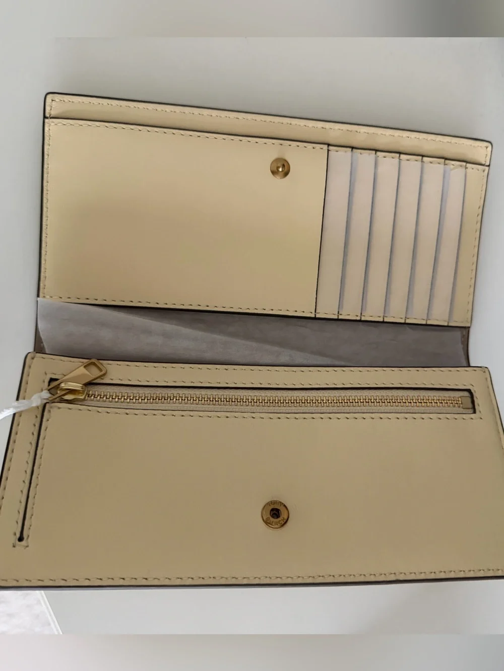 Tory Burch Saddle Brown Leather slim Turn-Lock Wallet